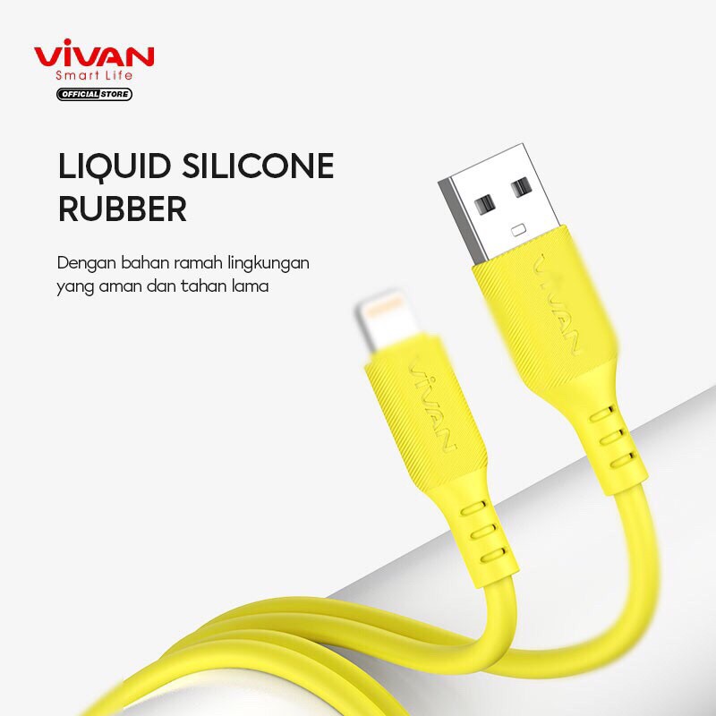 VIVAN VSL100 Kabel Data iPhone Lightning 2.4A Silicone Full SR Coverage Quick Charge Garansi 1 Tahun