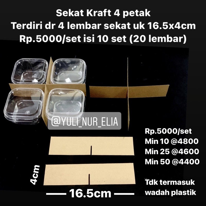 

Sekat Kraft 4 petak uk 16.5x4cm dijual per 10 set (20 lembar)