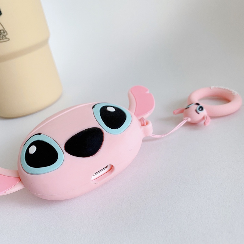 Cover Pelindung Desain Kartun Disney Stitch 3d anti Jatuh Untuk iphone airpods 1 / 2 / 3 pro