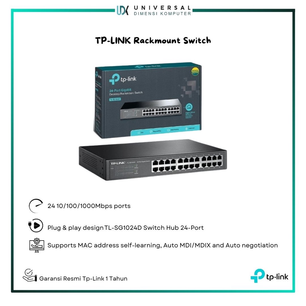 Jual TpLink TLSG1024D Switch Hub 24Port Gigabit Desktop / Rackmount Shopee Indonesia