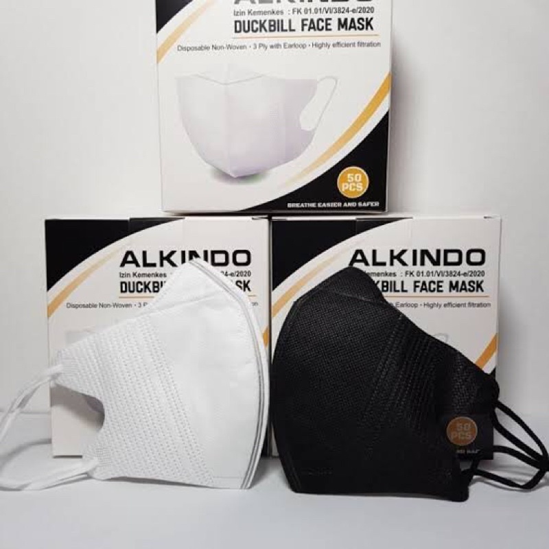 MASKER DUCKBILL ALKINDO GARIS ISI 50pcs hitam/putih