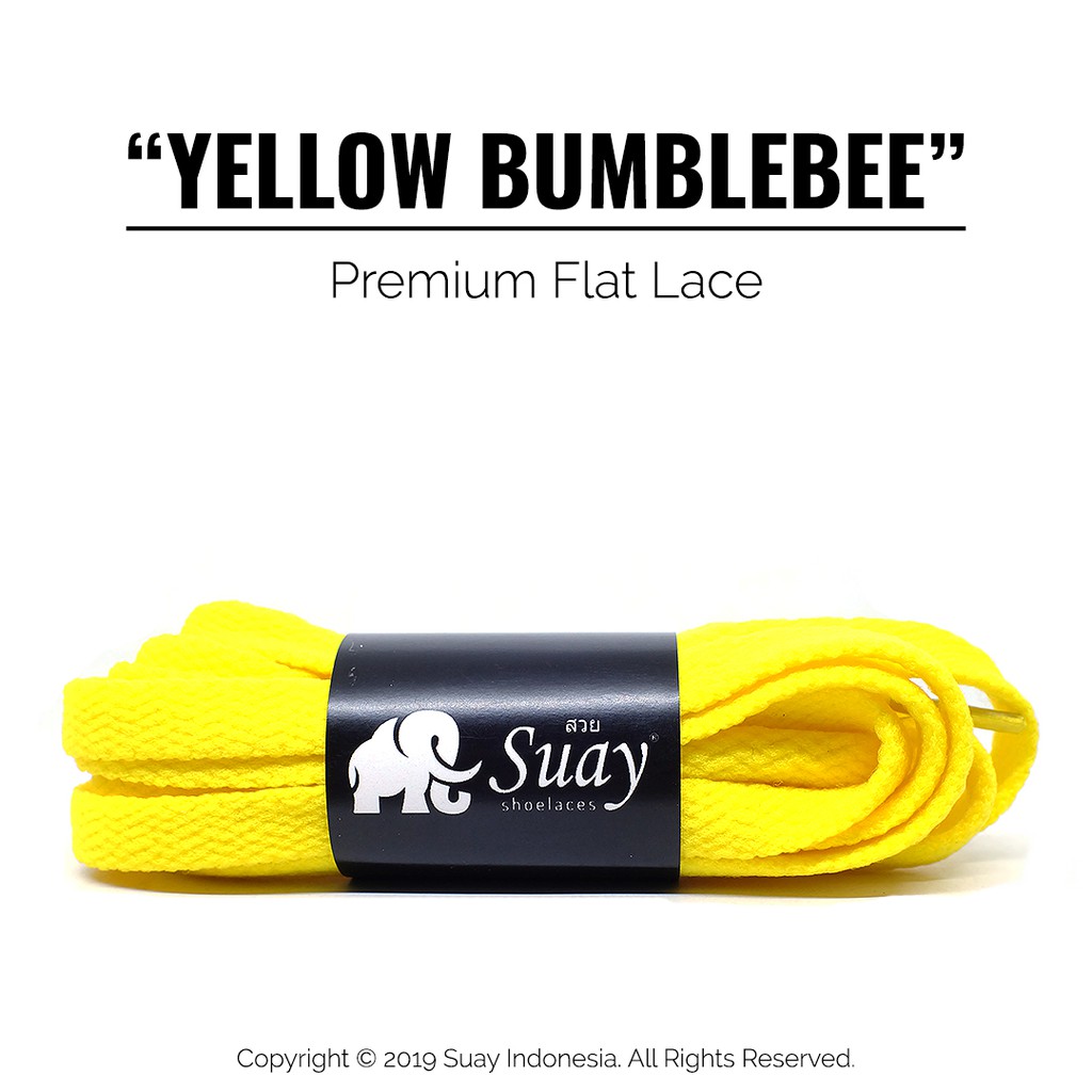 TALI SEPATU Sneaker Warna Warni Gepeng (FLAT) Panjang 115cm Suay Premium Shoelace SURABAYA-Yellow Bumblebee