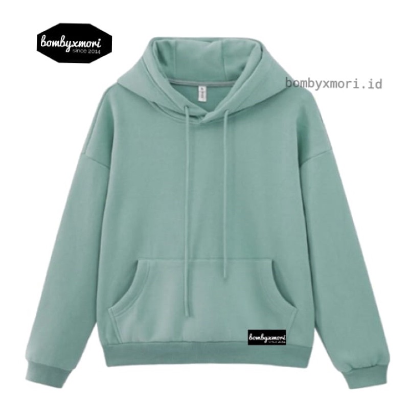 sweater Hoodie Wanita Pria Polos Original Bombyxmori.id Warna Green Mint