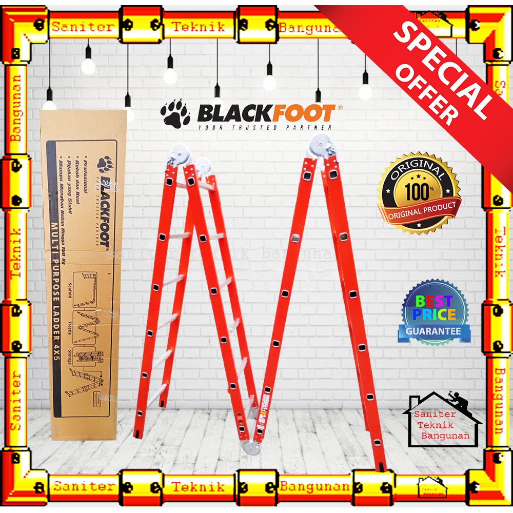 Tangga Lipat Alumunium Multifungsi Blackfoot 4X5