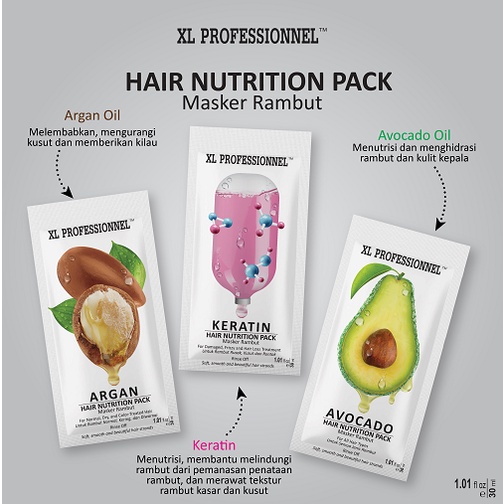 ⭐BAGUS⭐ XL PROFESSIONNEL Hair Nutrition Pack Hair Mask 30ml | Masker Rambut