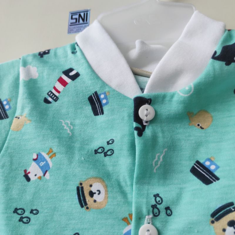 MOTIF SNI TOKARI Jumper halus terusan lengan pendek kancing depan perlengkapan bayi newborn baru lahir