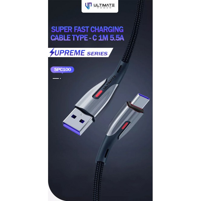 Kabel Charger USB Type C Ultimate Power 5.5A OPPO VOOC, Huawei SuperCharge Samsung Xiaomi QC3.0