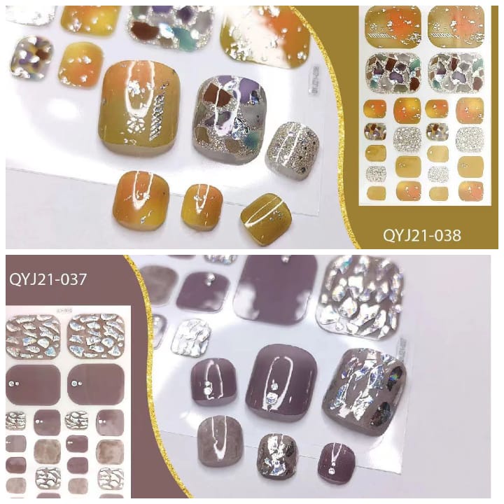 1 SET SEPASANG STIKER KUKU KAKI NAIL STICKER FEET TOE NAILS STIKER 3D TIMBUL PREMIUM DESAIN STIKER KUKU