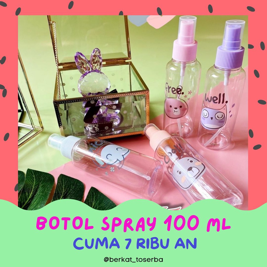 VS BG - BOTOL KARAKTER Spray 100ML plastik tutup putih Warna/Bening