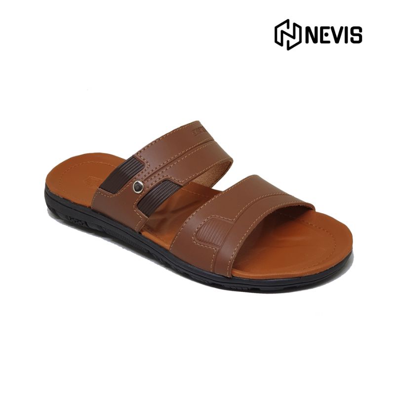 Sendal Pria Nevis Nvs 57 Sandal Slide Slop Slip On Kulit Casual Santai Pria Original