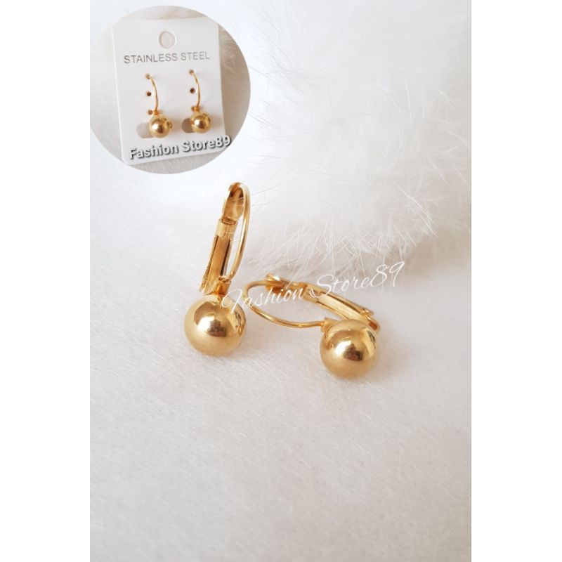 Anting Jepit Bulat import jurai Titanium gold white anting bulai jurai anting Bulat jepit antikarat