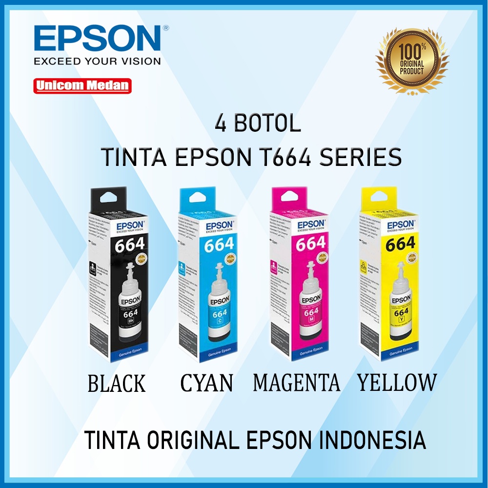 TINTA EPSON T664 SERIES 4 BOTOL | EPSON INK 664 | TINTA PRINTER