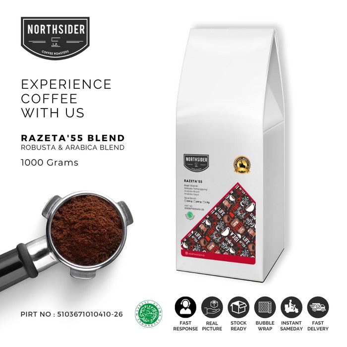 

Kopi-Biji- Biji Kopi Susu Razeta'55 Blend - 1Kg Northsider Coffee - Biji Kopi -Biji-Kopi 750