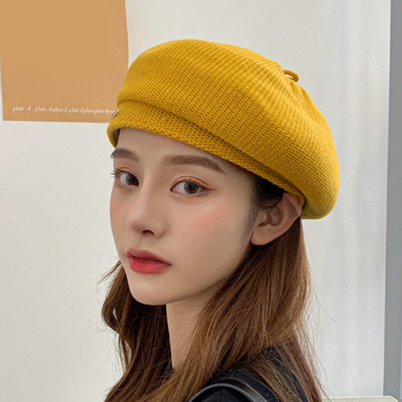 Topi Baret Korea Wanita Dewasa Bahan Wol Tebal Premium Polos Fashion style wanita korea import BRT3