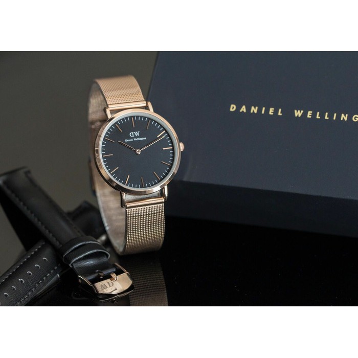 Jam Tangan Wanita / Jam Tangan Cewek / DW Set / Stainless RGold Black