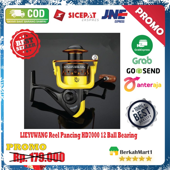 LIEYUWANG Reel Pancing HD7000 12 Ball Bearing - Black/Yellow