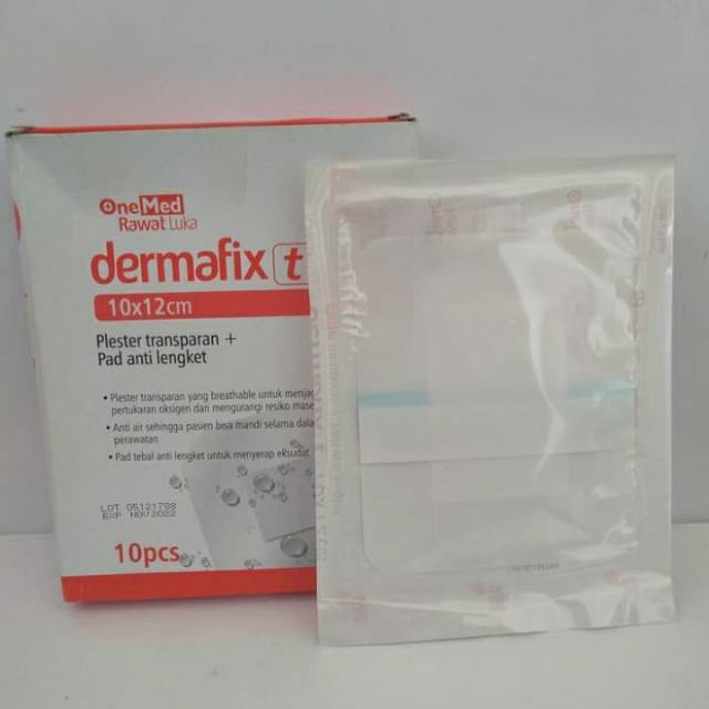 Plester Dermafix (T) 10 ×12cm Transparan Anti Air / Lembar.