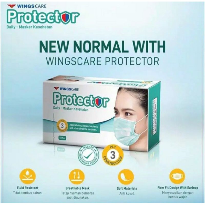 MASKER WINGS CARE PROTECTOR 50 PCS EARLOOP DISPOSABLE