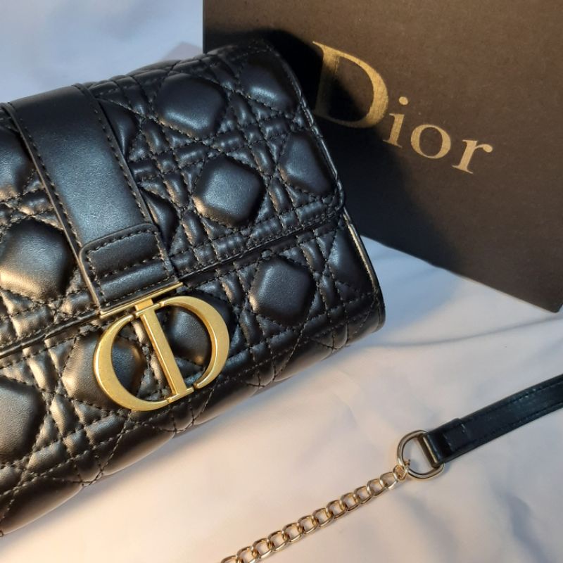 new Christian Dior CD Caro black gold sling bag - with box and dustbag