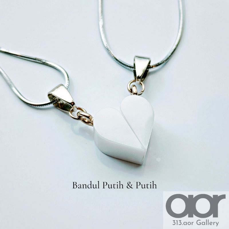 Dnir487 BARU (2 KALUNG / 1 SET) Kalung Titanium Couple Love Magnet Rantai dan tali