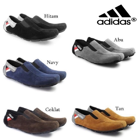 Sepatu casual pria adidas messy slip on mocasin suede