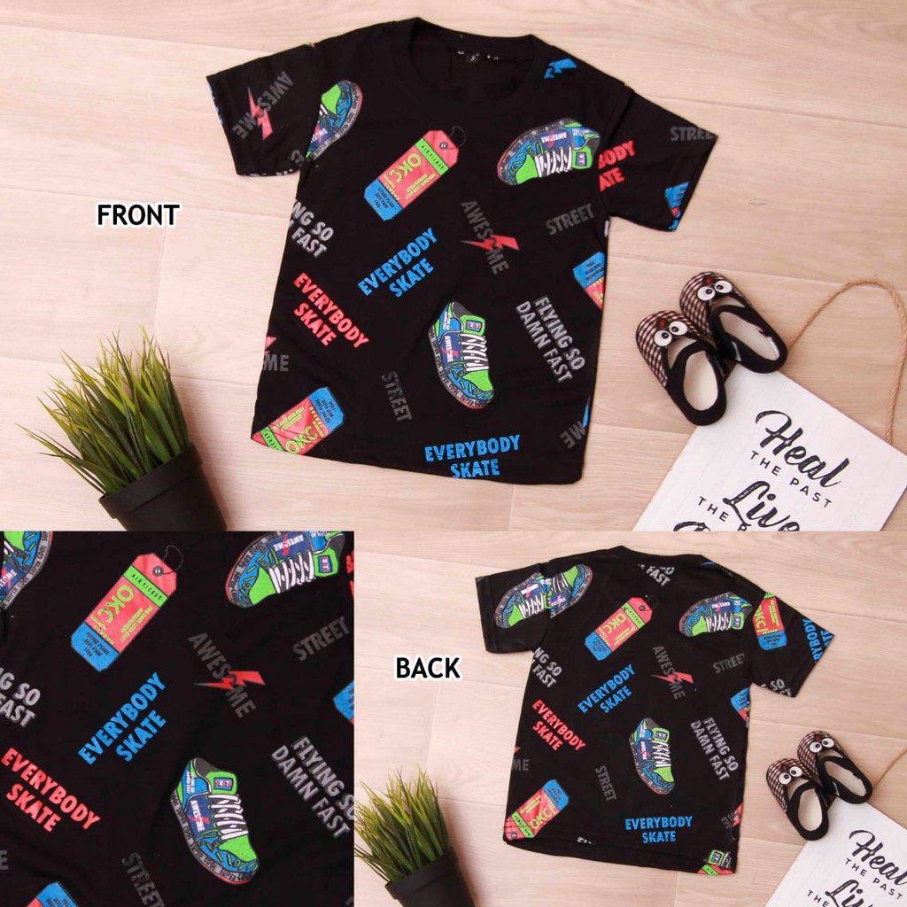 Jikialiang - KAOS ANAK LAKI LAKI &amp; PEREMPUAN USIA 1-8 TAHUN GAMBAR FULL PRINT SEPATU