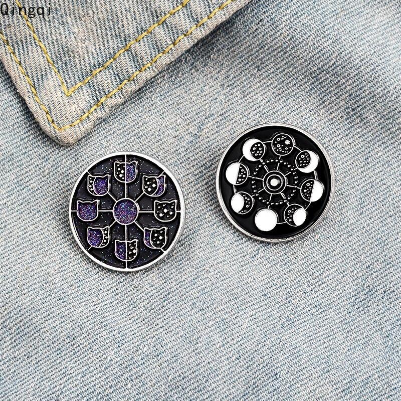 Bros Pin Enamel Bentuk Gerhana Lunar Ferris Bulat Untuk Hadiah Teman