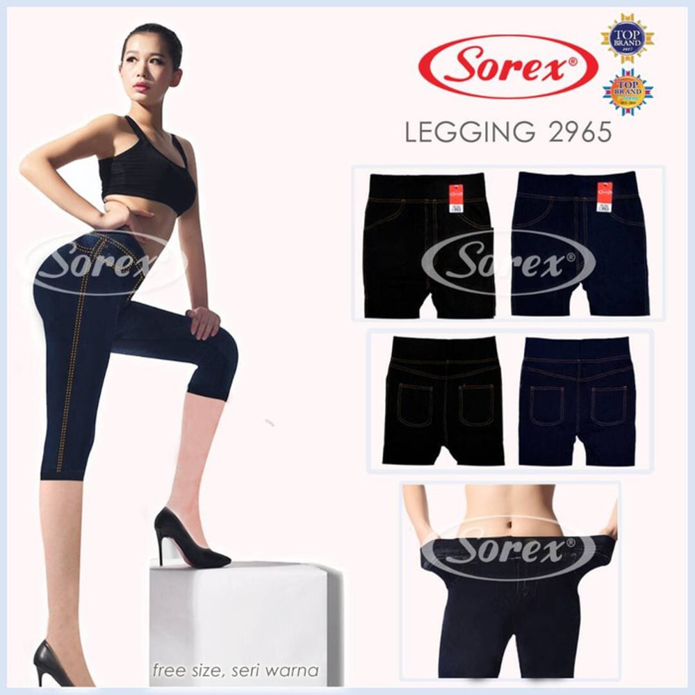 Unik Legging Pendek Stretch Motif Jeans Tebal Elastis SOREX 2965 Limited