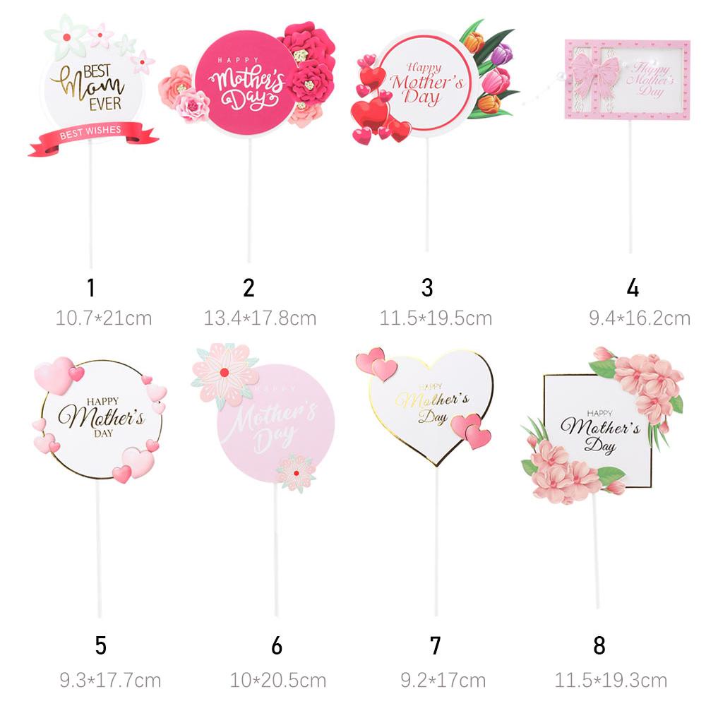 R-flower Happy Mother's Day Birthday Party Hari Ibu Dekor Kue Hati Pink