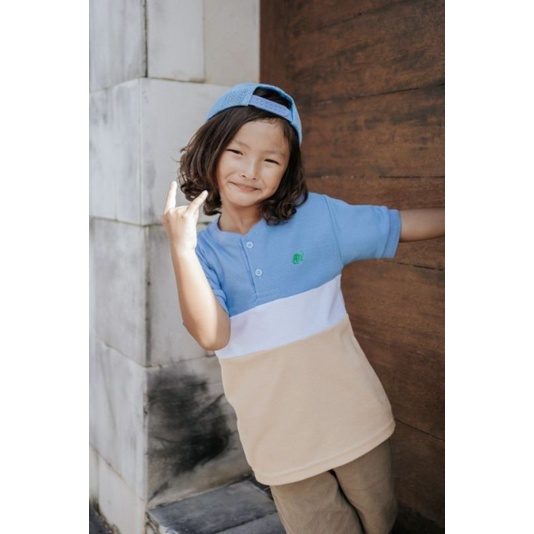 Atasan Kaos Polo Anak Laki-Laki Usia 1 2 3 4 5 6 Tahun / Polo Shirt Three Tone