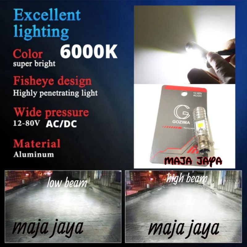 Lampu Depan LED 2 Sisi Motor matic / Motor bebek K1 12 V / AC/DC Mio Beat lama Jupiter Supra DLL