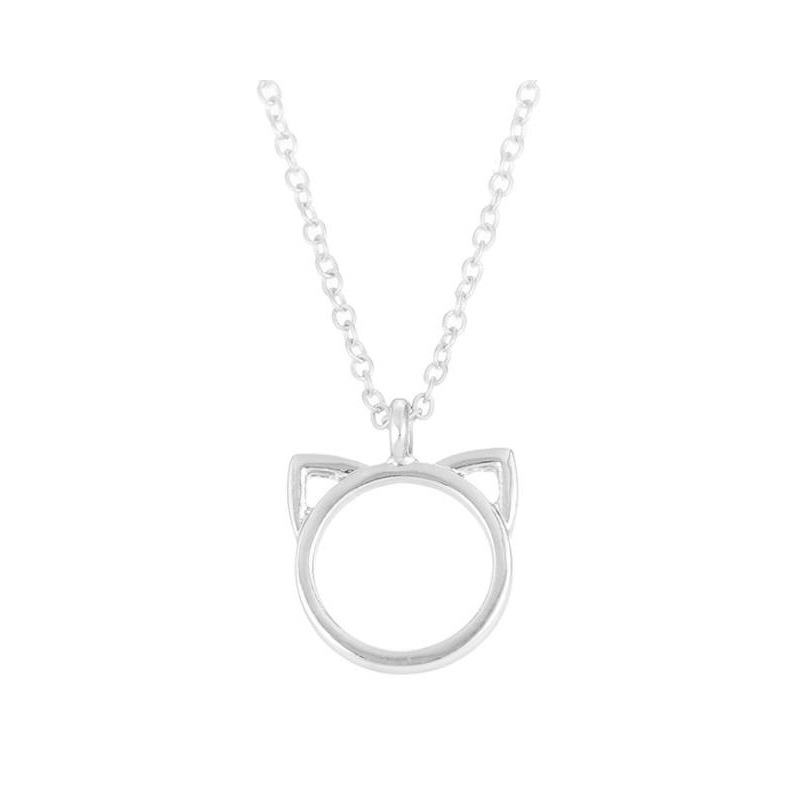 Kalung Rantai Liontin Telinga Kucing hollow Bahan alloy Untuk Wanita