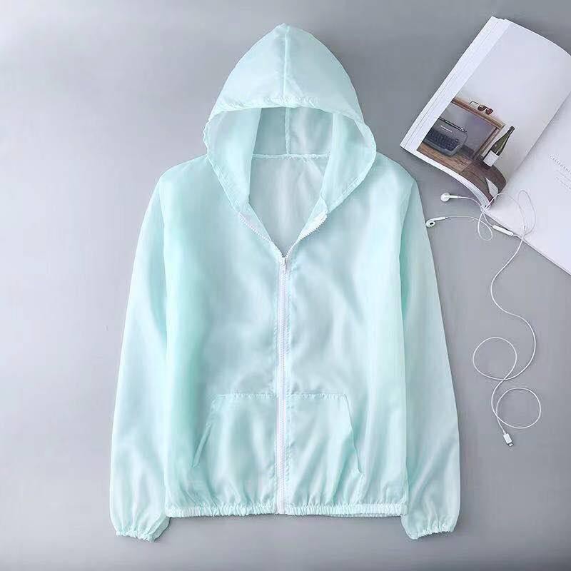 Jaket Sepeda Wanita Korea Style Jacket Jogging Anti UV Import Cepat Kering CAHAYATOPIPET Jaket1-Light Green