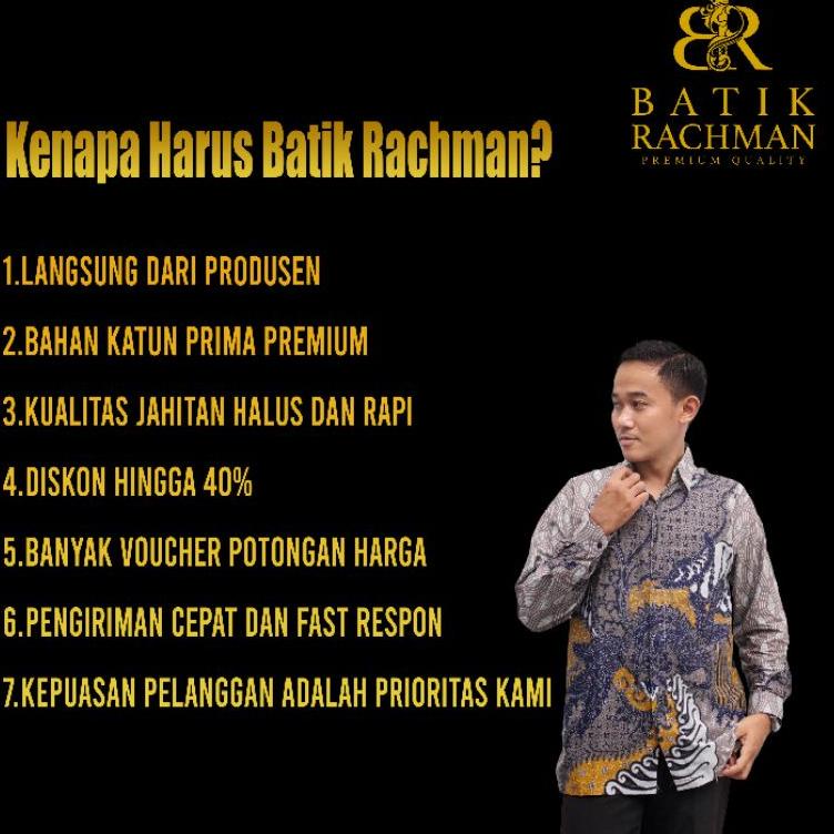 [Art. 6854] Baju Atasan Kemeja Kameja Batik Pekalongan Pria Cowok Laki Laki Lengan Panjang Premium M