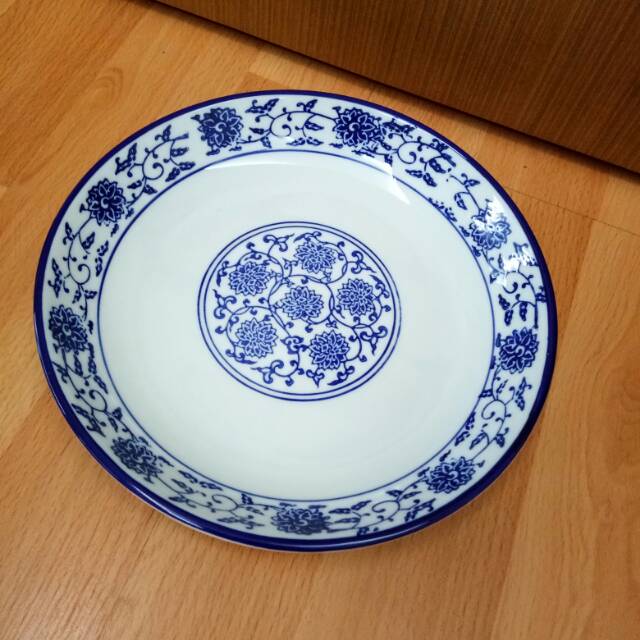 Piring makan sayur cantik cekung bulat keramik Porcelain 