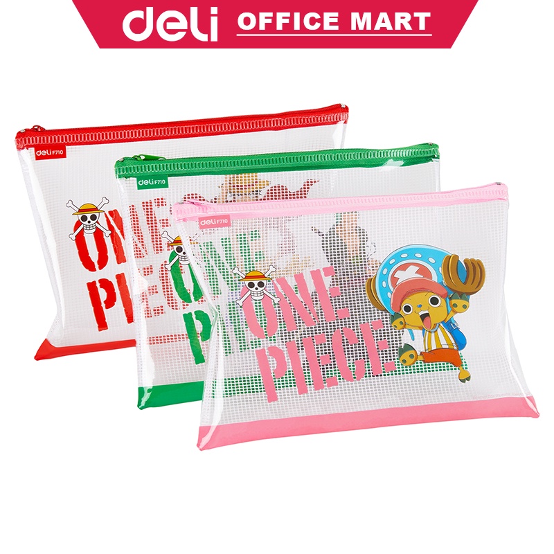 Deli Tempat Pensil One Piece Kotak Pensil Aesthetic Pencil Case Transparan A5 Anti Air Zipper Alat Tulis Zip Bag