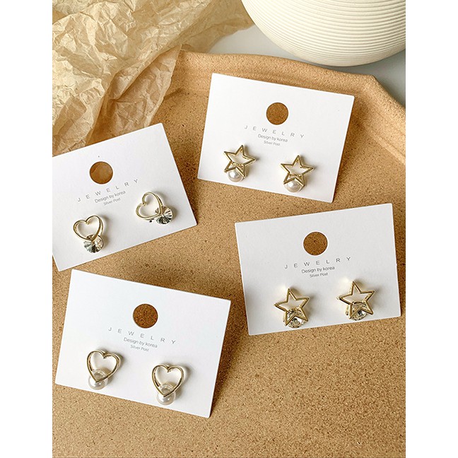 LRC Anting Tusuk Fashion Gold 925 Silver Needle Hollow Solid Geometric Earrings D89982