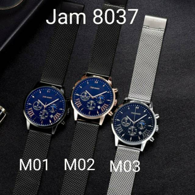 JAM TANGAN PRIA STAINLESS 8037 ASLI JIMS HONEY