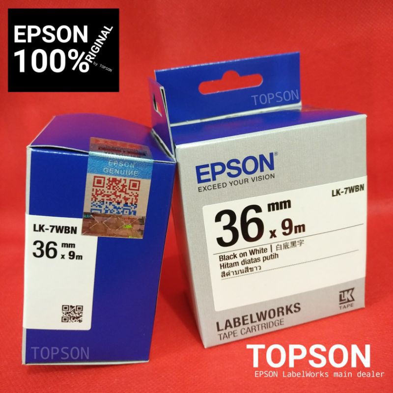 

EPSON LK-7WBN 36mm black on white tape | LW-900P LW-1000P LW-Z900FK