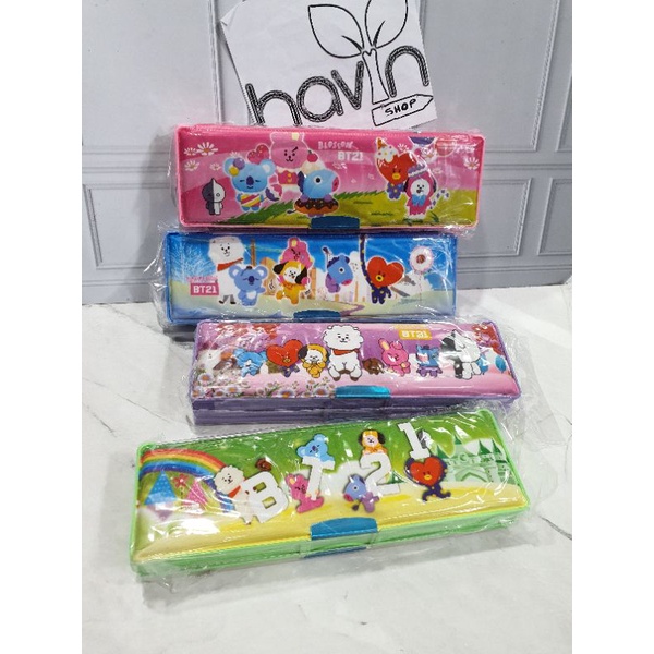 kotak pensil BTS BT21/pencil case/tempat pensil MAGNET BTS/plastik BTS-Magnet MINI BTS
