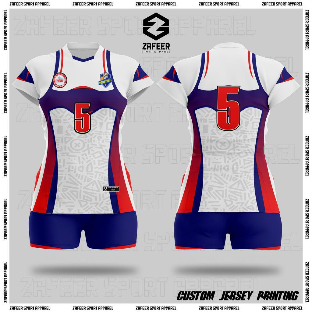 Baju Jersey Kaos Volleyball Voli Cewek Wanita Full Printing Tangan Pendek Stelan Atau Atasan Olahrag