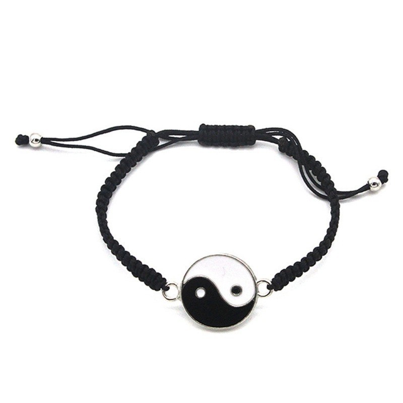 1Pcs Yin Yang Tai Chi Adjustable Matching Taiji Trigram Cord Jewelry Handmade Gossip Rope Bangle for Couple BBF Friendship Lover Charm Bracelet Valentine's Day