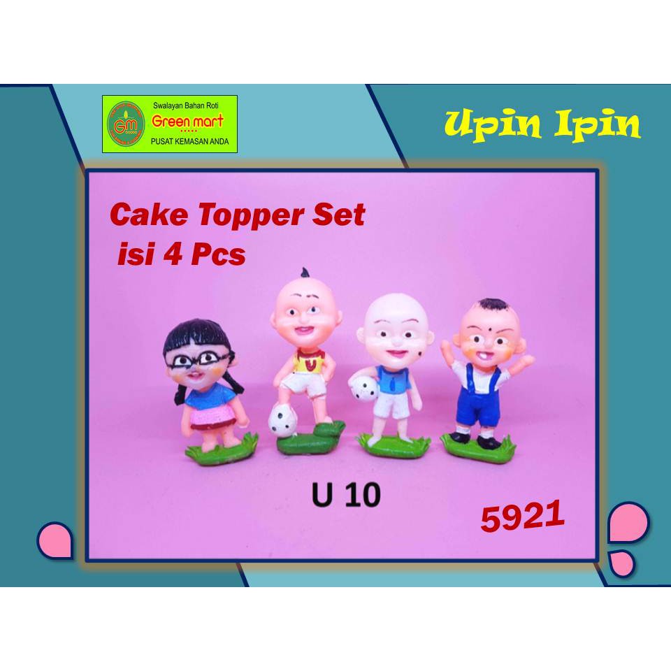 Hiasan Kue Tart Cake Topper Upin Ipin Figure Set Isi 4 Pieces Plastik  Hiasan kue Ulang Tahun. 5921