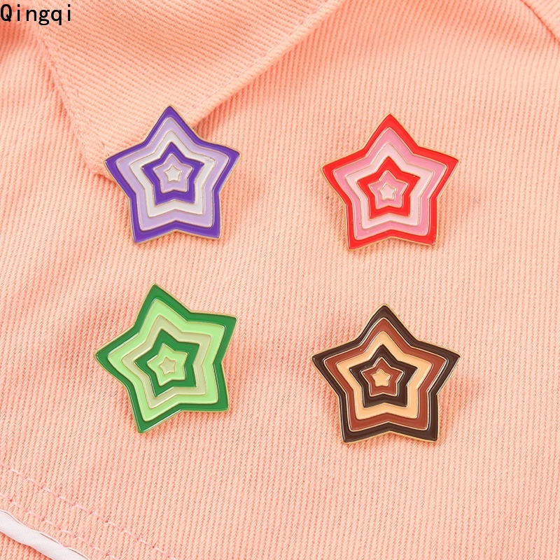 Bros Pin Enamel Bentuk Kartun Bintang Warna-Warni Untuk Tas Ransel Pakaian