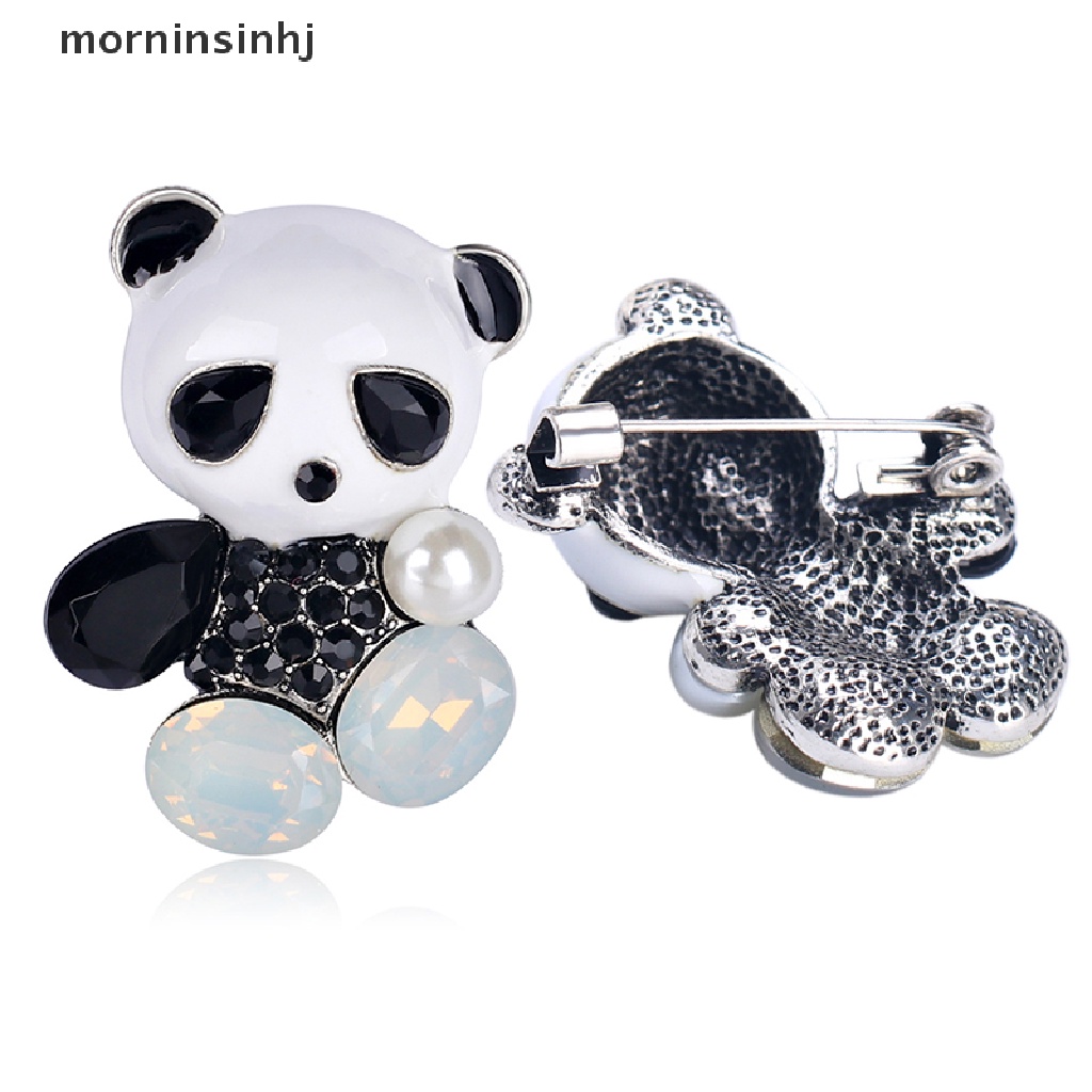 Mornin Bros Pin Enamel Desain Panda Hias Kristal Untuk Aksesoris Pernikahan