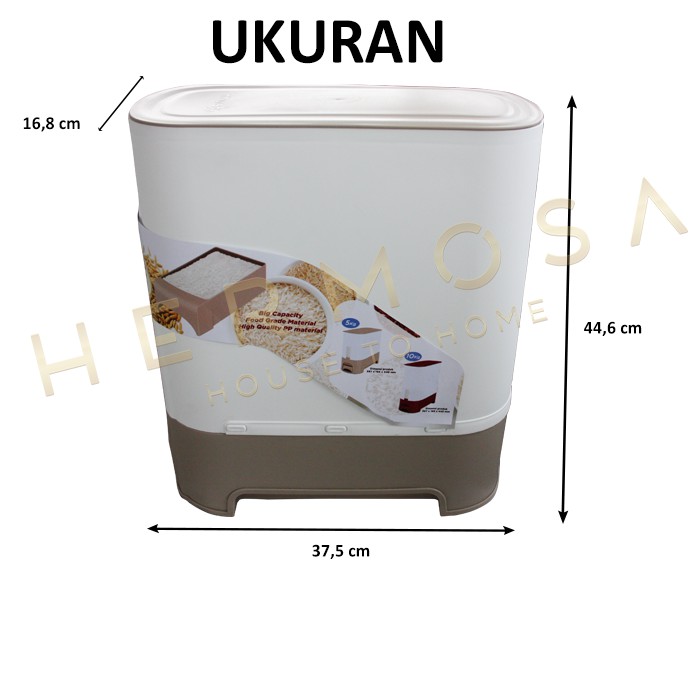 Rovega Tempat Beras Super Rice Box Rice Container Rice Wise 15KG Coklat