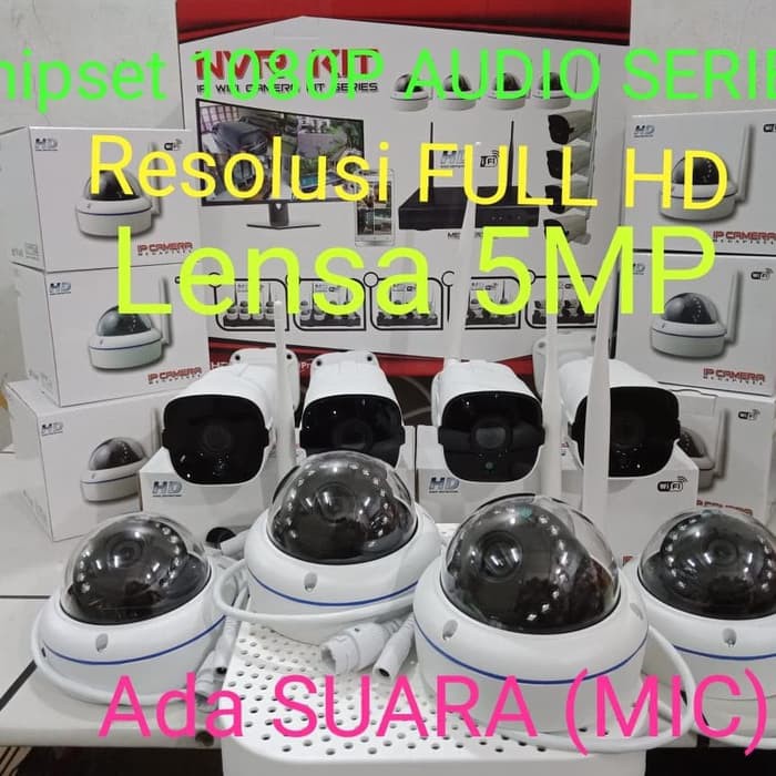 PAKET CCTV WIRELESS AUDIO SERIES 8CH  8CAM FULL HD LENSA 5MP 1080p WITH REPEATER