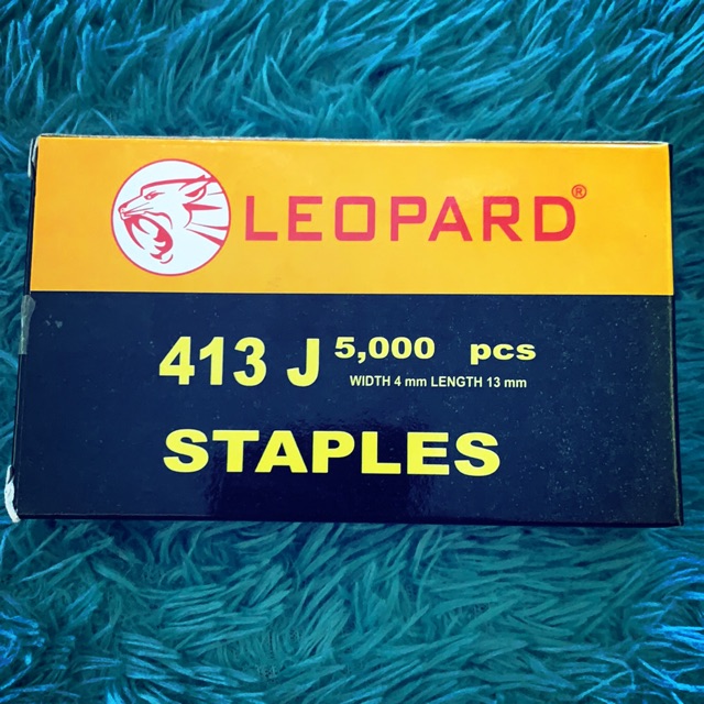 

Staples 413J leopard isi staples mesin paku tembak model U refill staples 4mm x 13mm isi 5000pcs