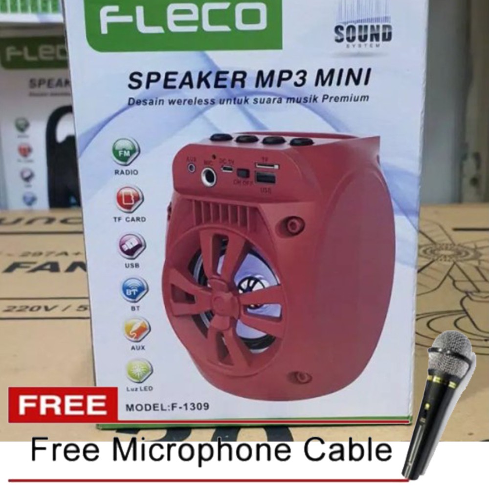 Speaker Fleco F-1309 Bluetooth MP3 FM Memori USB Free Mic