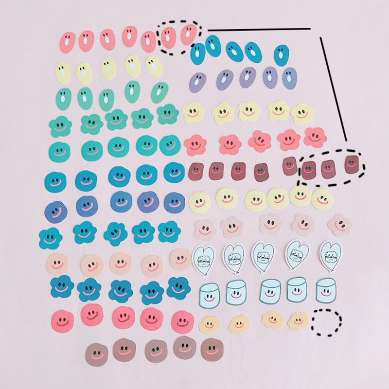 110pcs Stiker Dekorasi Desain Kartun Smiley Face Warna-Warni